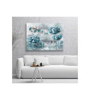 Mavi Çiçekler ve Kuşlar Kanvas Tablo 70 x 100 cm