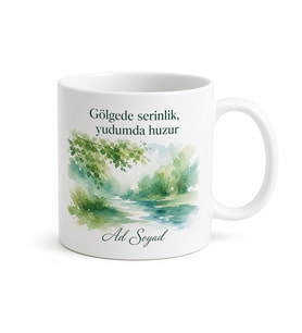 Gölgede Serinlik Yazılı Baskılı Kupa Bardak Hediye Porselen Mug
