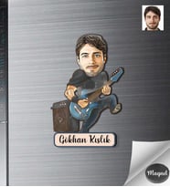 Kişiye Özel Gitarist Erkek Ahşap Magnet -3
