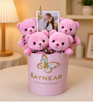 Kişiye Özel Fotoğraflı Premium Pembe Ayıcık Buketi