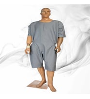 ozclife - Demans Tulumu - Hasta Bakım Kıyafeti - Kısa Kol Gri Kumaş %100 Pamuk - Small Beden