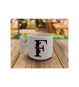Latte & Espresso El Yapımı 'f' Baş Harf Kupa T Kulp Kupa 200 Ml