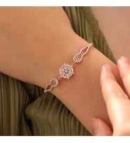 925 Ayar Zirkon Taşı Süslemeli Kar Tanesi Gümüş Bileklik Rose (Gümüş Gri)