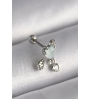 316L Çelik Gümüş Renk Beyaz Minelik Kalp Sallantı Zirkon Taş Detay Tragus Piercing TJ-PR1229