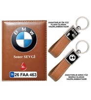 Plakanıza Özel BMW Logolu Taba Ruhsat Kabı ve Anahtarlık