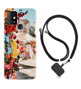 INFINIX Hot 8 9 10 11S Hot 10 Play 10T Kılıf Boyun Askılı Silikon Gerçek Çiçekler 1743