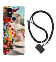 INFINIX Hot 8 9 10 11S Hot 10 Play 10T Kılıf Boyun Askılı Silikon Gerçek Çiçekler 1743