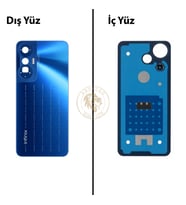 Infinix Hot 20S Mavi Uyumlu Arka Kapak Arka Cam Batarya Pil Kapağı Lazer Kesim Back Cover