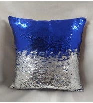 YILMAZHOME Pullu Payetli Kırlent Kılıfı - (Mavi-Gümüş)