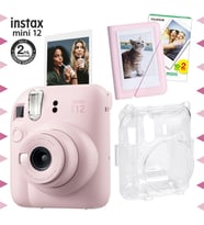Instax mini 12 Pembe Fotoğraf Makinesi-20'li Film-Mini Albüm ve Şeffaf Kılıf Seti