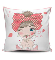 Alkanhomes Fashion Girl Dijital Baskılı Kırlent Kılıfı