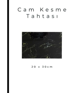 Cam Kesme Tahtası* Mutfak Tahtası Kare 20x30cm Mermer Siyah Altın Görünümlü