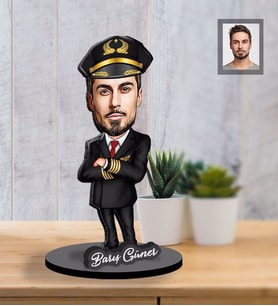 Kişiye Özel Pilot Karikatürlü İki Katmanlı Ahşap Biblo Bay-2-Eco