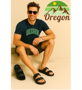 Oregon Shoes FeelUp Comfort Eva Erkek Deniz Günlük Cırtlı Terlik Siyah
