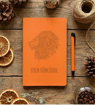 Kişiye Özel Aslan Baskılı Defter Doğum Günü Hediyesi (Turuncu)