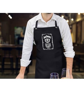 BK Gift Kişiye Özel İsimli Tarihli Bar Tasarımlı Profesyonel Siyah Mutfak Önlüğü, Aşçı Önlüğü, Şef Önlüğü, Arkadaşa Hediye-8