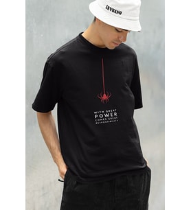 With Great Power Comes Great Responsibility Yazılı Unisex Oversize Örümcek Adam Tişört
