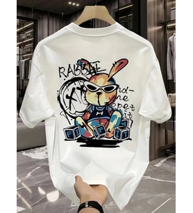 Mulvxmdyk Mdyk02 Baskılı Oversize Bisiklet Yaka T-Shirt - Beyaz (Mulvix)