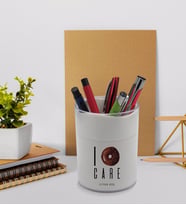 BK Gift Kişiye Özel I Don't Care Tasarımlı Beyaz Akrilik Kalemlik - Model 1