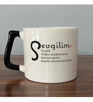 Sevgilim Baskılı Siyah Kulplu D Kupa