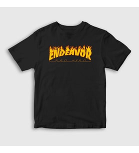 Presmono Unisex Çocuk Siyah Endeavor Anime Boku No Hero Academia T-Shirt 234469tt
