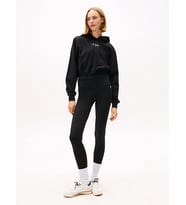 Tommy Hilfiger TJW Gümüş Rengi Yazı Baskılı Kadın Siyah Tayt DW0DW21830BDS