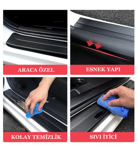 Dodge Avenger İçin Uyumlu Aksesuar Oto Kapı Eşiği Sticker Karbon 4 Adet