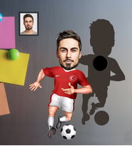 Kişiye Özel Milli Takım Karikatürlü Ahşap Magnet Bay-2