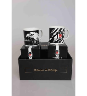 DEKOMUS GIFT BOX ÖZEL KUTULU LİSANSLI 2'Lİ BEŞİKTAŞ KUPA (Beyaz)