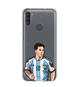 Samsung Galaxy M21 Uyumlu Lionel Messi Desenli Şeffaf Telefon Kılıfı