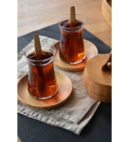 6'lı Bambu Yuvarlak Çay Tabağı Seti Bardak Altlığı