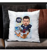 Kişiye Özel İşkolik Erkek Karikatürlü Yastık