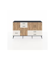 Arges Konsol 4 Raflı 5 Çekmeceli 4 Kapaklı 176x30x99 Antrasit-Çam/Aytaşı