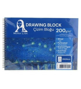 SÜDOR MN25-2 MONA LISA SPİRALLİ RESİM DEFTERİ - ÇİZİM BLOĞU 25x35cm 200gr. 15YP.