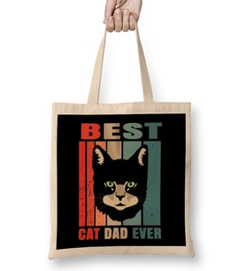 Best Cat Dad Ever Kedi 01 Bez Çanta Uzun Saplı