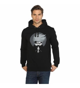 Bant Giyim - Naruto Kakashi Siyah Kapşonlu Erkek Sweatshirt