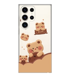 Samsung Galaxy S23 ULTRA Uyumlu Bear Tasarımlı Şeffaf Telefon Kılıfı