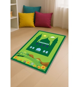 Yeşil Cami Temalı Unisex Çocuk Seccadesi CS06