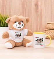 Kişiye Özel Youtube Tasarım Fotoğraflı Peluş Ayı ve Sarı Kupa