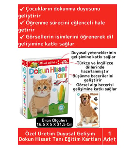 Premium Eğitici Duyusal Gelişim Görsel Algı Eğlenceli Öğrenme Çocuk Dokun Hisset Tanı Eğitim Kartlar