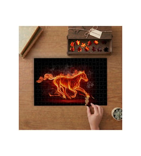 Alevli Koşan At Tasarımı 240 parça Ahşap Puzzle Ahşap Kutuda MP04224