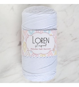 Loren Polyester Soft Macrame Optik Beyaz El Örgü İpi - LM001 - 34426