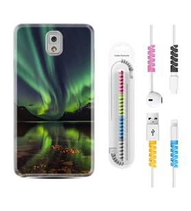 Samsung Note 3 4 5 8 9 20 Ultra 10 Lite Kılıf Kablo Koruma Spiral Silikon Kuzey Işıkları 1327