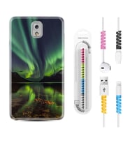 Samsung Note 3 4 5 8 9 20 Ultra 10 Lite Kılıf Kablo Koruma Spiral Silikon Kuzey Işıkları 1327