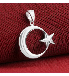 Ay Yıldız  925 Ayar Gümüş Erkek Kolye