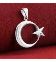 Ay Yıldız  925 Ayar Gümüş Erkek Kolye