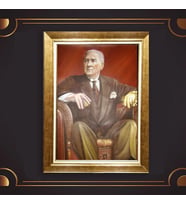 Altın Varaklı Çerçeveli Paspartulu Atatürk Tablo nl02A540 (Gold)