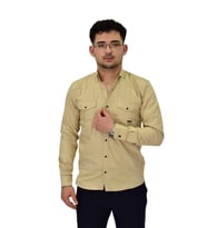Erkek Spor Likralı Gömlek BGL-ST04343 (Bej)