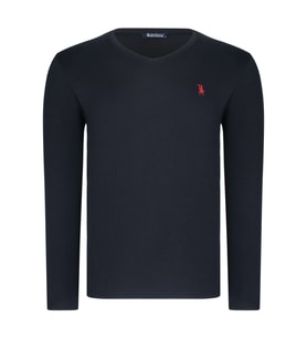 T8587 DEWBERRY V YAKA ERKEK UZUN KOL T-SHIRT-AÇIK SİYAH (Karışık)