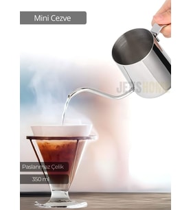 Mini Cezve Paslanmaz Kahve Demliği İndüksiyon Uyumlu Çelik Cezve 350 ml